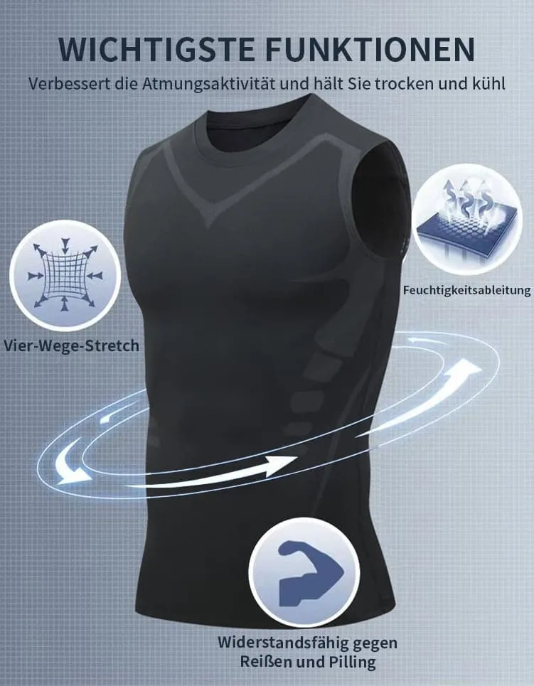 Ionic Shaping Vest voor Mannen – Compressie Shapewear Hemd zonder Mouwen – Lichaamsvormend en Comfortabel – Ademend Ontwerp voor Dagelijks Gebruik | Sansoti