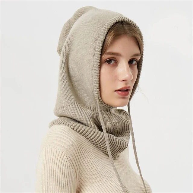 Gebreide Muts met Trekkoord – Winter Beanie met Capuchon voor Koude Dagen | Sansoti