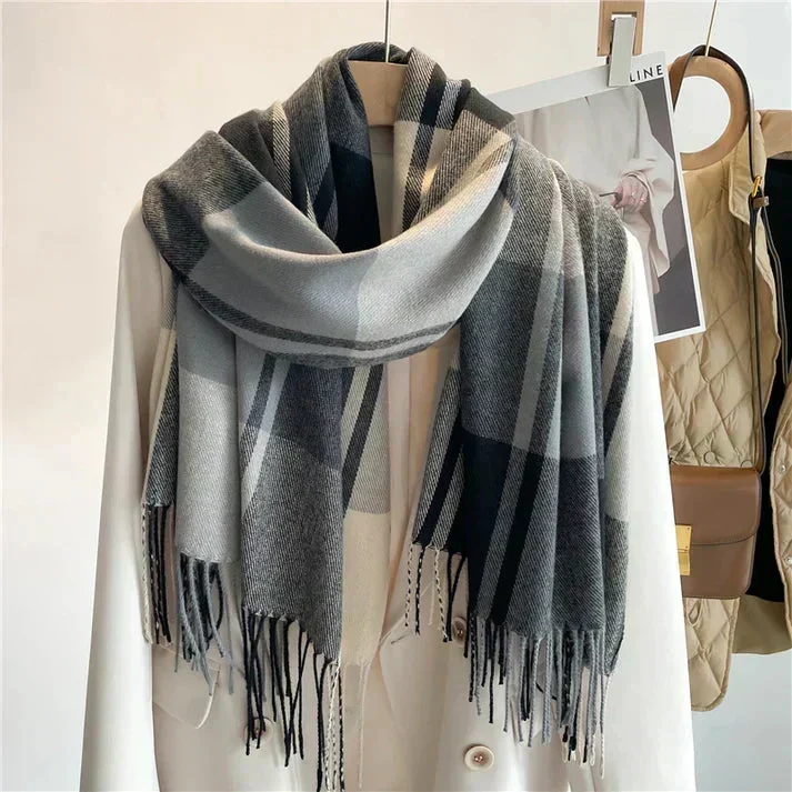Geruite Sjaal met Klassiek Patroon – Warm & Stijlvol Accessoire voor Herfst en Winter | Sansoti