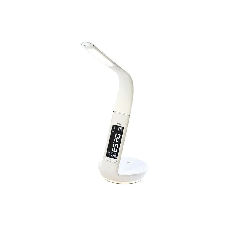 AMS Lichtwecker T1304 Wecker Weiß • Nachtlicht in 3 Stufen • Smartphone-Ladefunktion