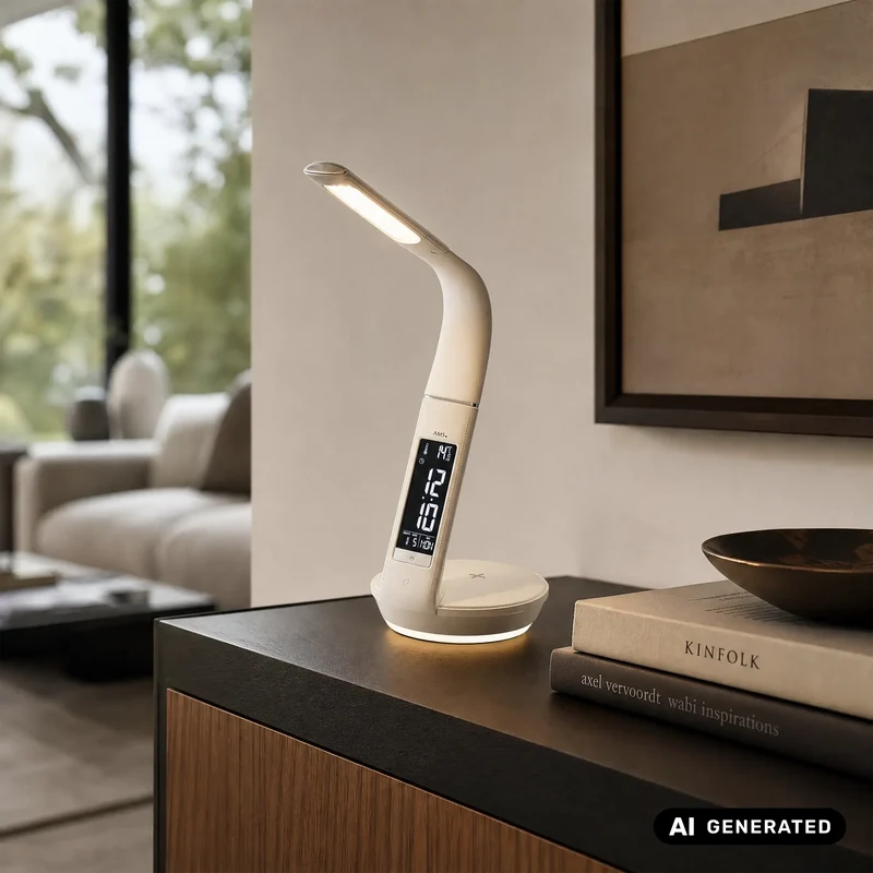 AMS Lichtwecker T1304 Wecker Weiß • Nachtlicht in 3 Stufen • Smartphone-Ladefunktion