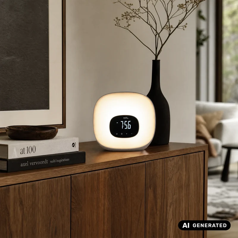 AMS Lichtwecker T1302 Wecker Weiß • Sonnenaufgangs-Licht • Radiofunktion