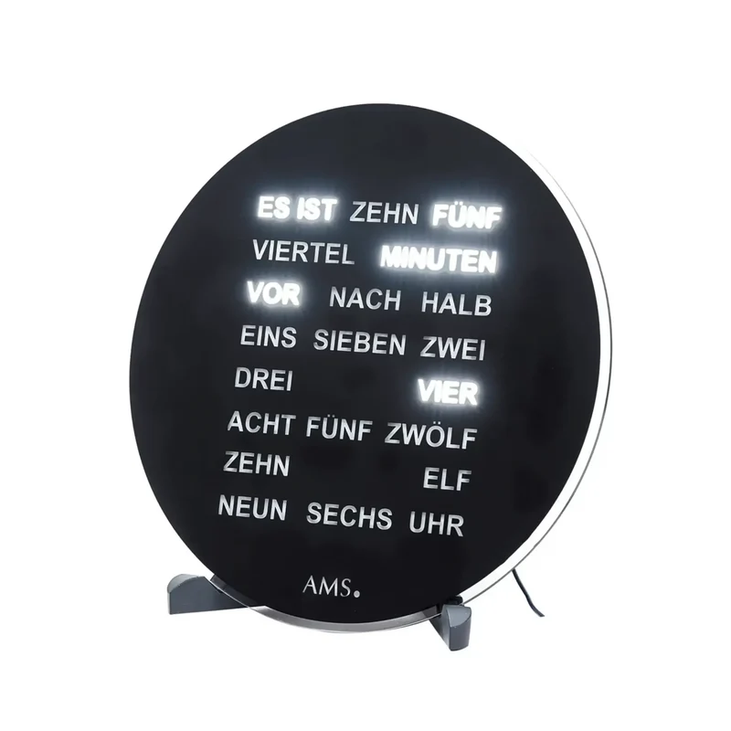 AMS 1285 Tisch- und Wanduhr Schwarz • Quarzwerk mit 230V Adapter • Kunststoffgehäuse