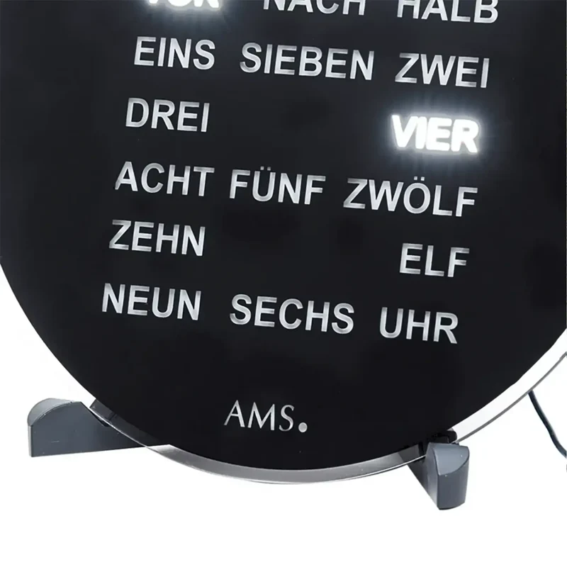 AMS 1285 Tisch- und Wanduhr Schwarz • Quarzwerk mit 230V Adapter • Kunststoffgehäuse