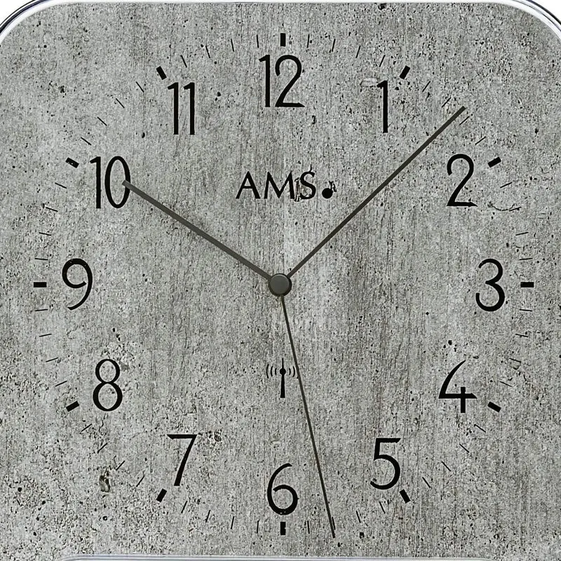 AMS Funk 5891G Wanduhr • Analog & Digital • Steinstruktur