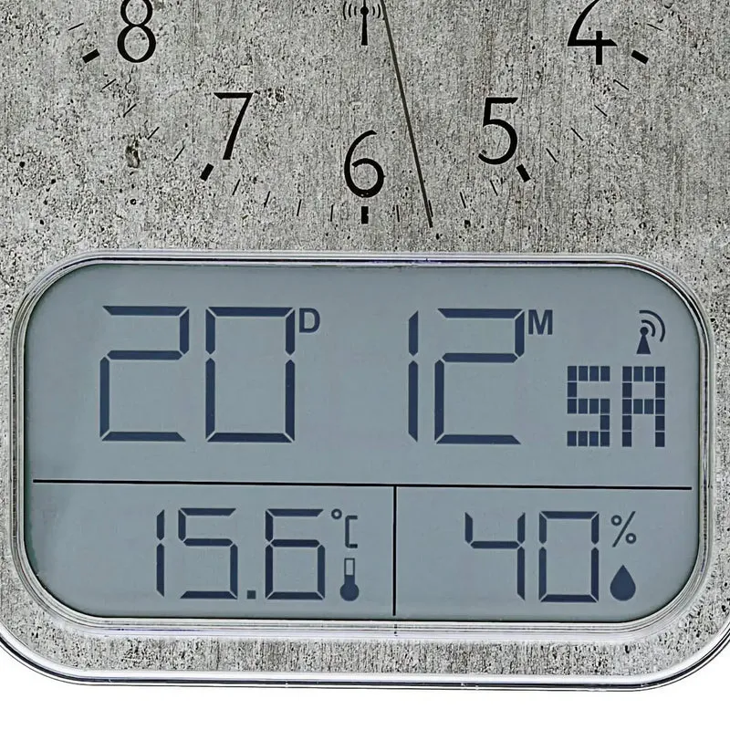 AMS Funk 5891G Wanduhr • Analog & Digital • Steinstruktur