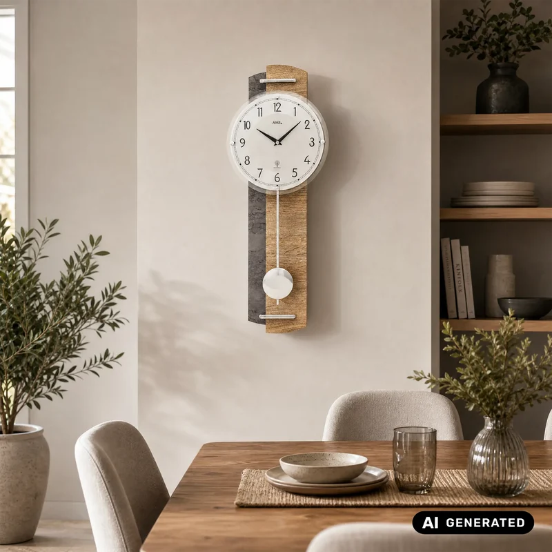 AMS 5334 Wanduhr Wildeiche • Funk-Pendelwerk • Holzgehäuse