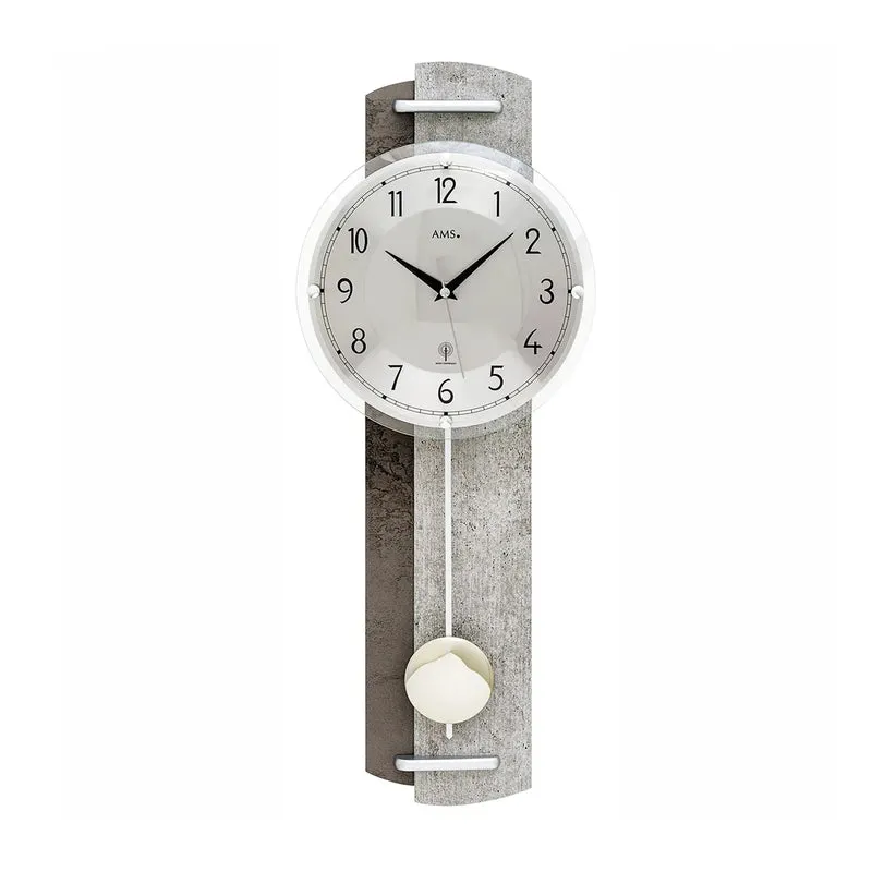 AMS F5331 Wanduhr Steinstruktur • Funk-Pendelwerk • Holzgehäuse