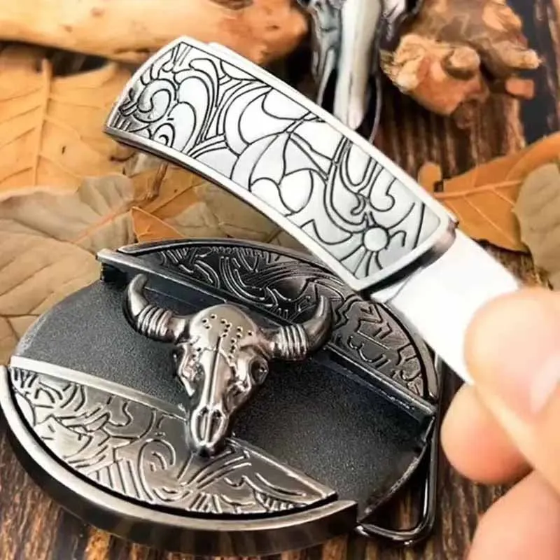 Metalen Ovale Western Riem Gesp met Ingebouwd EDC-Gereedschap | 24 Designs | Zinklegering | 7,7 x 6 cm | Sansoti