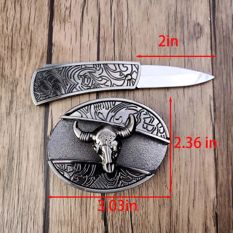 Metalen Ovale Western Riem Gesp met Ingebouwd EDC-Gereedschap | 24 Designs | Zinklegering | 7,7 x 6 cm | Sansoti