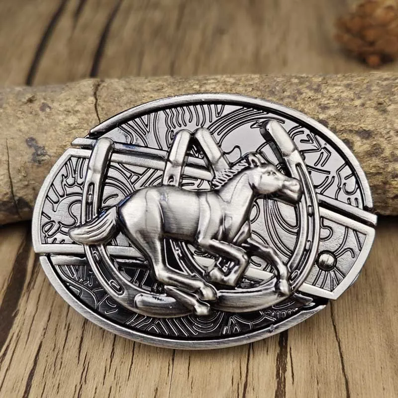 Metalen Ovale Western Riem Gesp met Ingebouwd EDC-Gereedschap | 24 Designs | Zinklegering | 7,7 x 6 cm | Sansoti