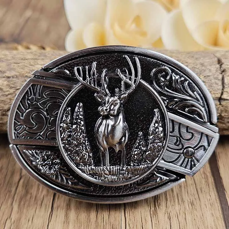 Metalen Ovale Western Riem Gesp met Ingebouwd EDC-Gereedschap | 24 Designs | Zinklegering | 7,7 x 6 cm | Sansoti