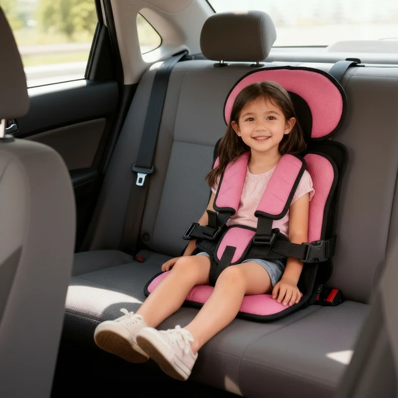 Opvouwbare Kinderzitverhoger voor de Auto – Draagbaar en Veilig Boosterzitje met 5-Punts Harnas voor Kinderen van 0-14 Jaar, Wasbare Hoes | Sansoti