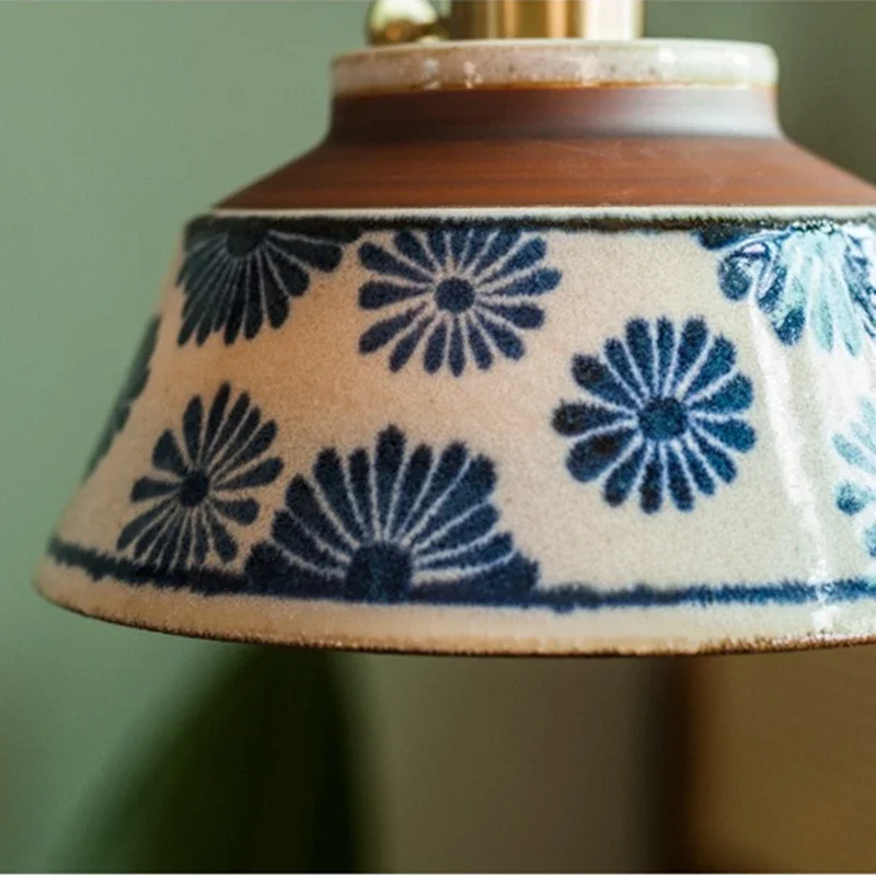 Hanglamp Keukeneiland Keramiek Koperen Fitting Handgeschilderd Bloemmotief E27 4 Dessins | Sansoti