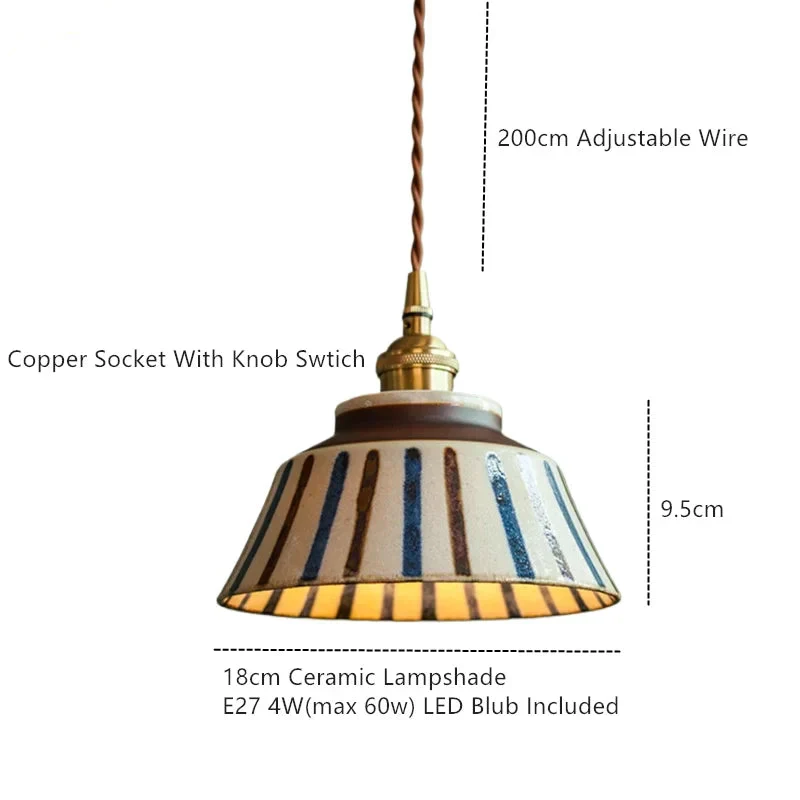 Hanglamp Keukeneiland Keramiek Koperen Fitting Handgeschilderd Bloemmotief E27 4 Dessins | Sansoti