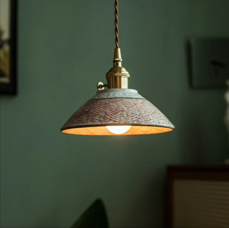 Hanglamp Keukeneiland Keramiek Koperen Fitting Handgeschilderd Bloemmotief E27 4 Dessins | Sansoti