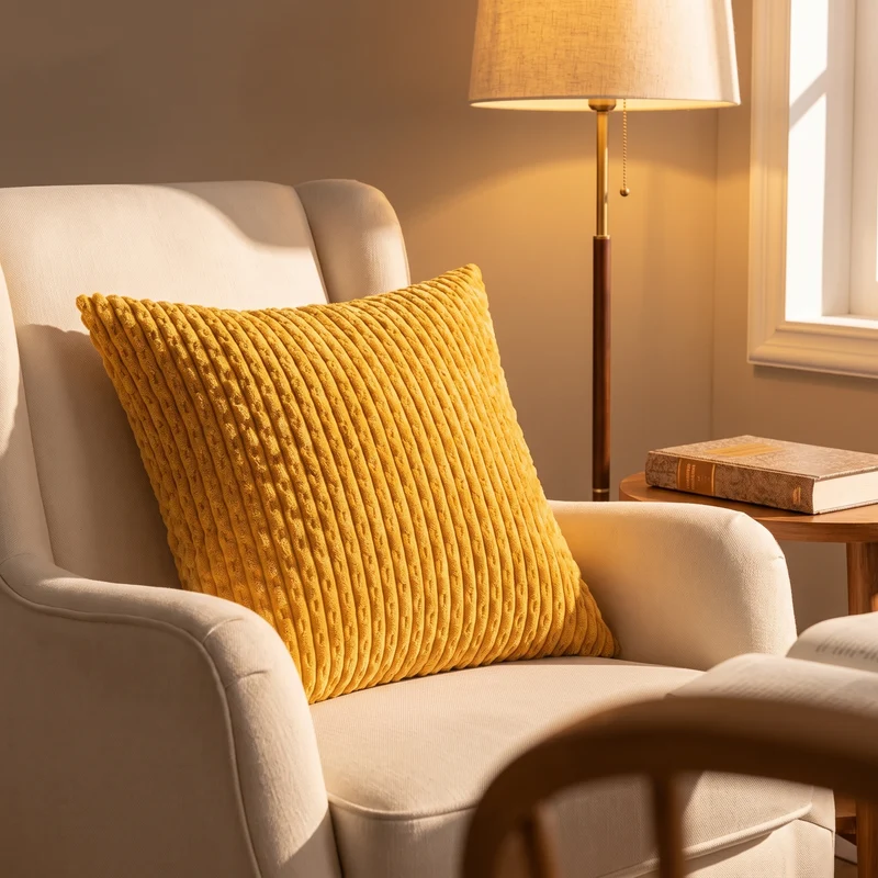 Ribfluwelen Sierkussen 45x45cm Voor Fauteuil En Leeshoek | Sansoti