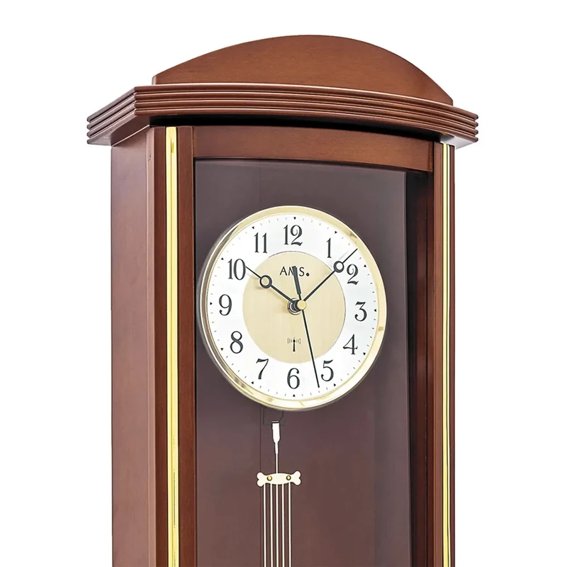 AMS F5015/1 Funk-Pendelwanduhr Nussbaum • Funkgesteuertes Quarzwerk • Pendel mit Westminster-Schlagwerk