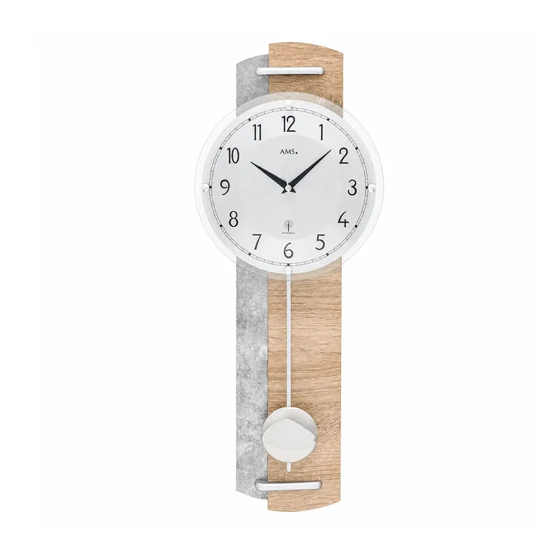 AMS 5333 Funk-Pendelwanduhr Sonoma-Eiche • Funkgesteuert • Pendelwerk