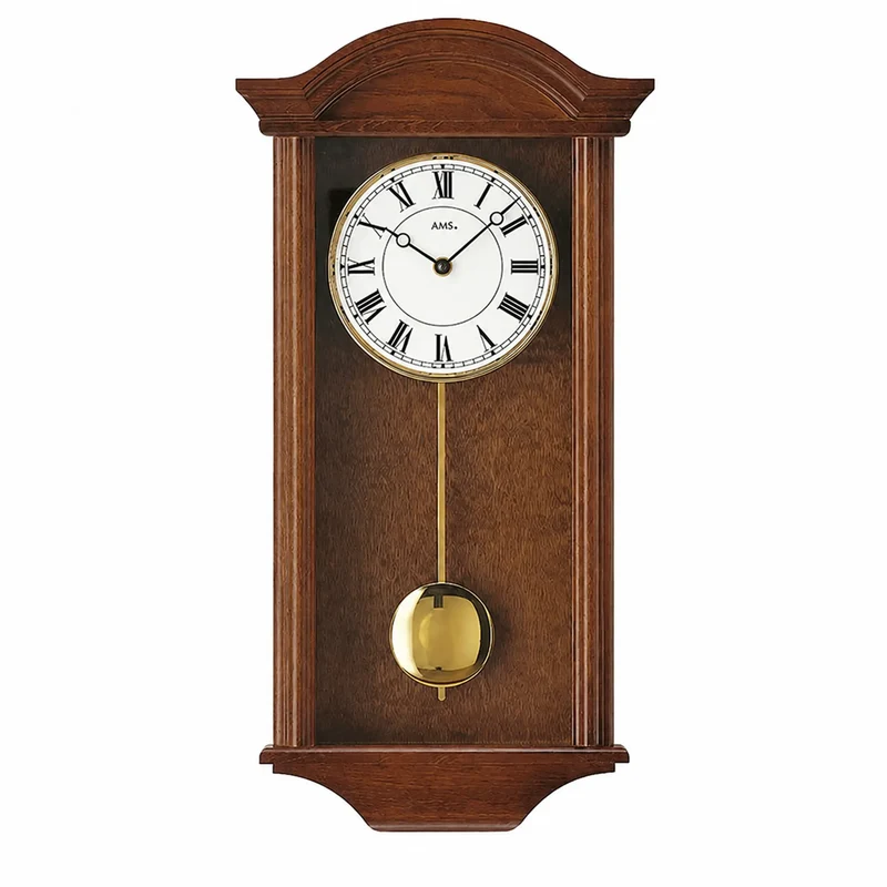 AMS Klassik 990/1 Wanduhr Nussbaum • Westminster & BimBam Schlagwerk • Quarz-Pendelwerk
