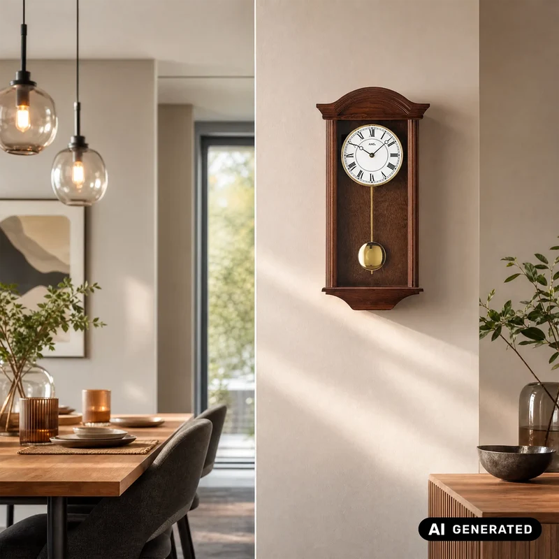 AMS Klassik 990/1 Wanduhr Nussbaum • Westminster & BimBam Schlagwerk • Quarz-Pendelwerk