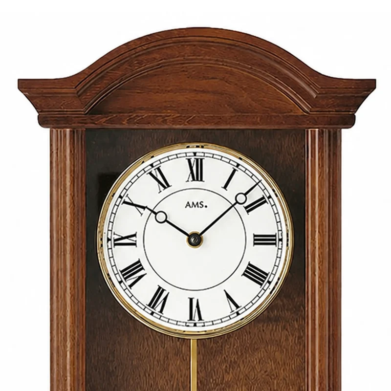 AMS Klassik 990/1 Wanduhr Nussbaum • Westminster & BimBam Schlagwerk • Quarz-Pendelwerk