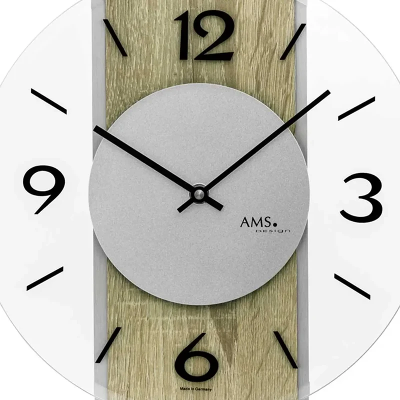 AMS W9706 Wanduhr Sonoma-Eiche • Quarzwerk • Mineralglas facettiert