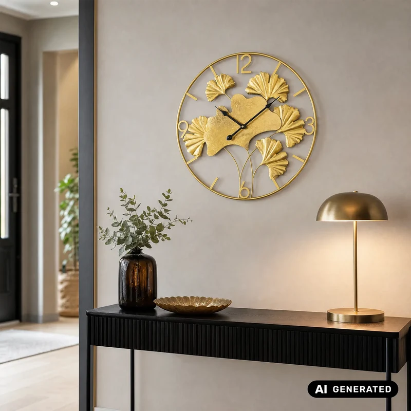 AMS W9703 Wanduhr Gold • Quarzwerk • Metallgehäuse lackiert