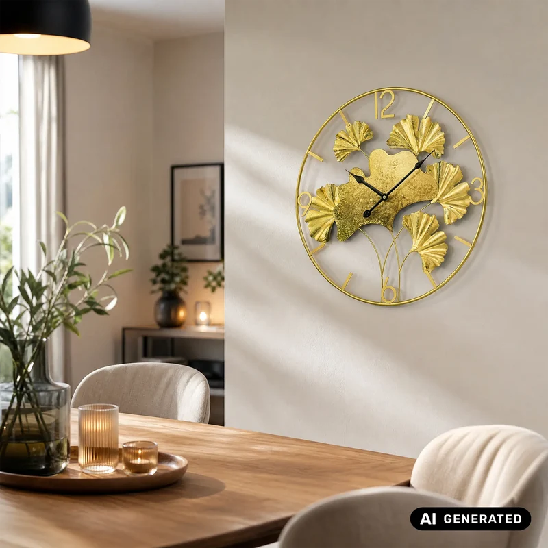 AMS W9703 Wanduhr Gold • Quarzwerk • Metallgehäuse lackiert