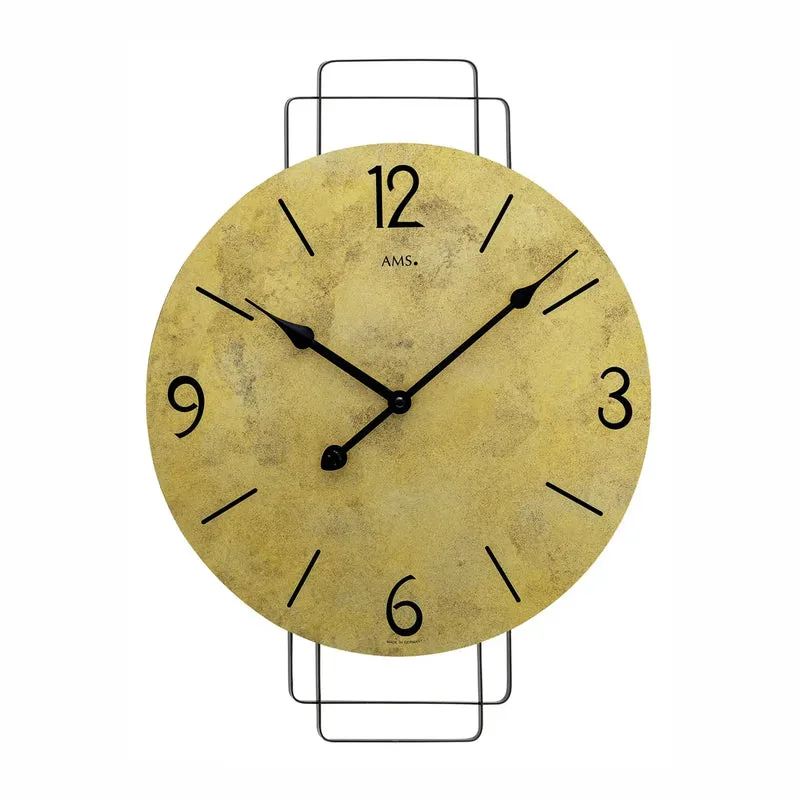 AMS Quarz-Wanduhr W9689 Wanduhr Messingantik • Metall-Design • Quarzwerk
