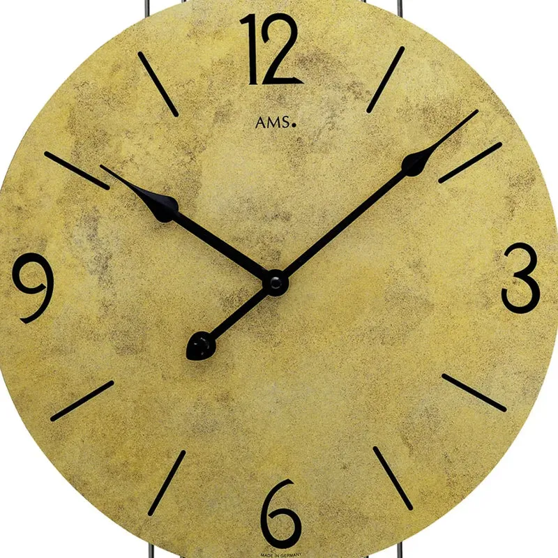 AMS Quarz-Wanduhr W9689 Wanduhr Messingantik • Metall-Design • Quarzwerk