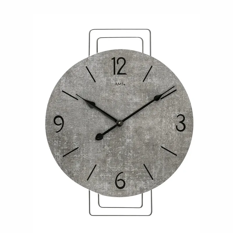 AMS W9688 Wanduhr Grau • Quarzwerk • Metall-Design