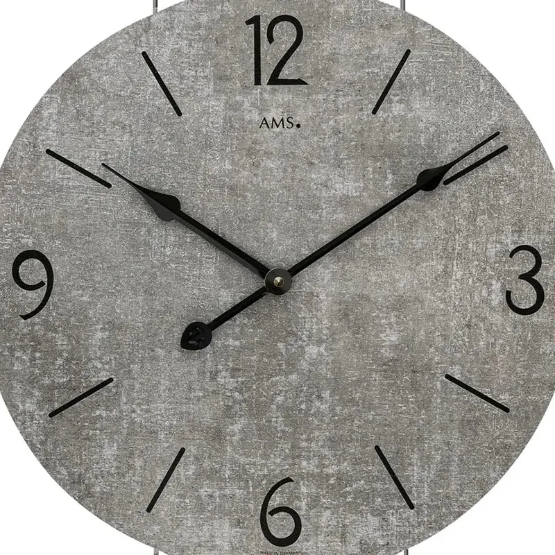 AMS W9688 Wanduhr Grau • Quarzwerk • Metall-Design