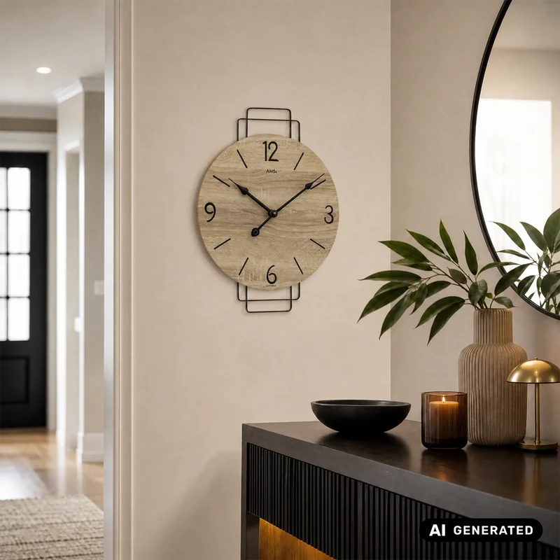 AMS W9687 Wanduhr Sonoma • Metall-Design • Quarzwerk