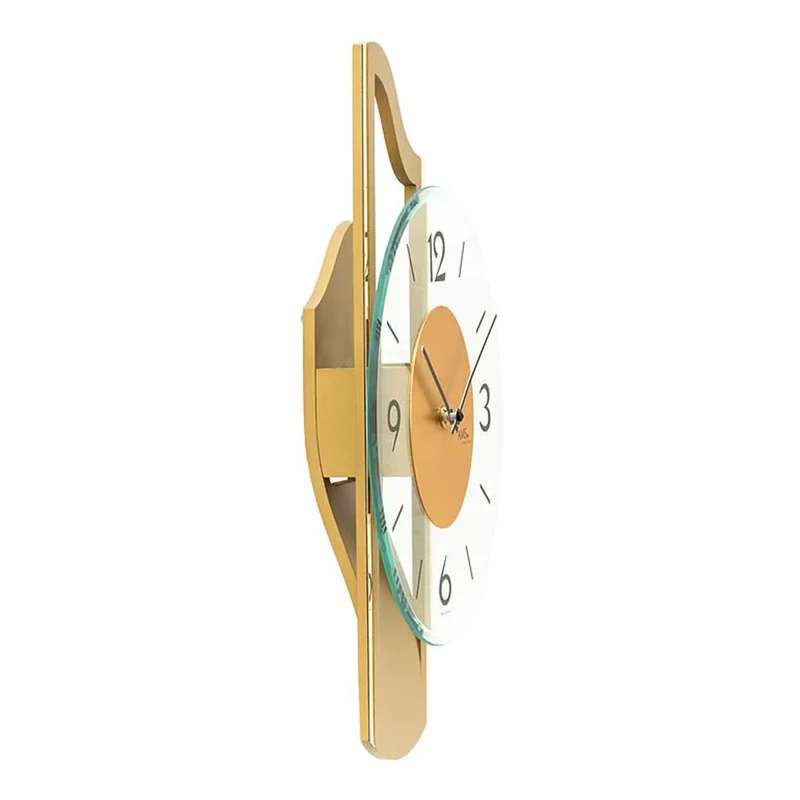 AMS W9679 Wanduhr Messing • Holzgehäuse mit Messingauflage • Facettiertes Mineralglas