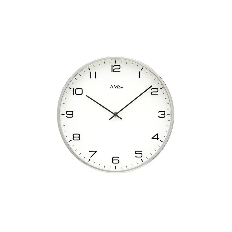 AMS W9658 Wanduhr Vernickelt • Quarzwerk • Mineralglas