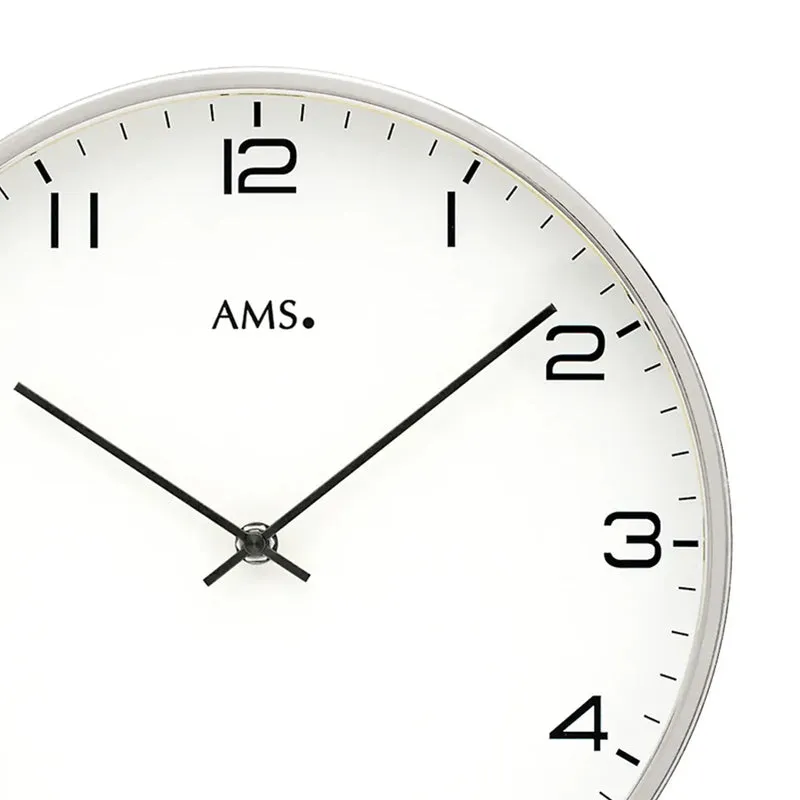 AMS W9658 Wanduhr Vernickelt • Quarzwerk • Mineralglas