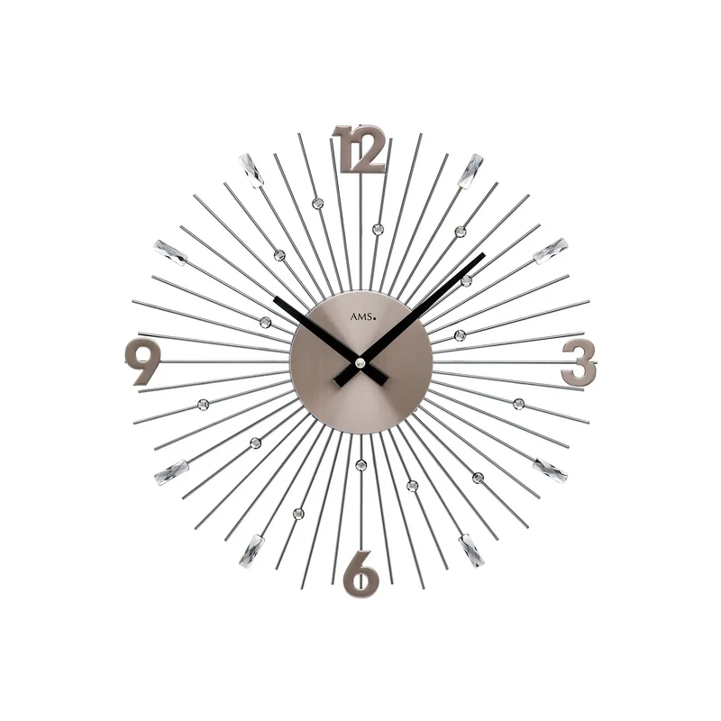 AMS W9654 Wanduhr Anthrazit • Quarzwerk • Metallstäbe