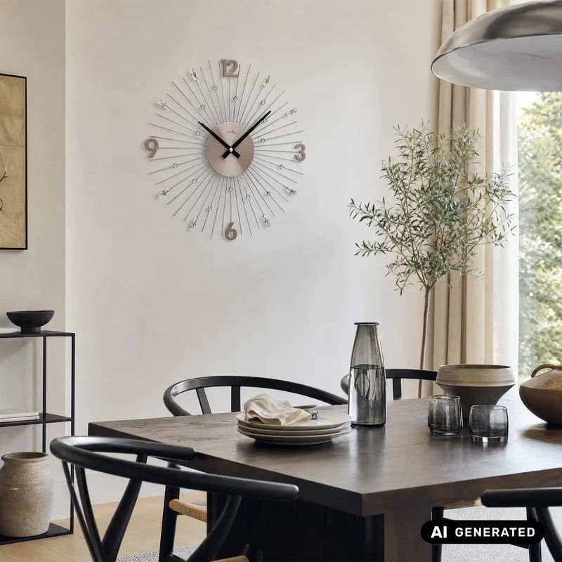 AMS W9654 Wanduhr Anthrazit • Quarzwerk • Metallstäbe