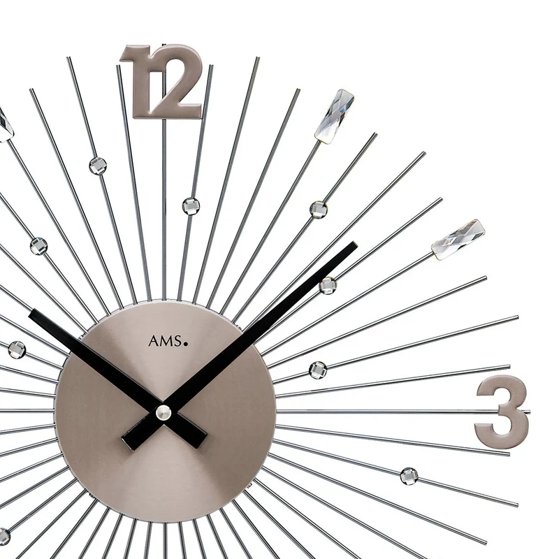 AMS W9654 Wanduhr Anthrazit • Quarzwerk • Metallstäbe