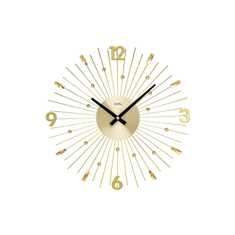 AMS W9653 Wanduhr Gold • Quarzwerk • Metallstäbe