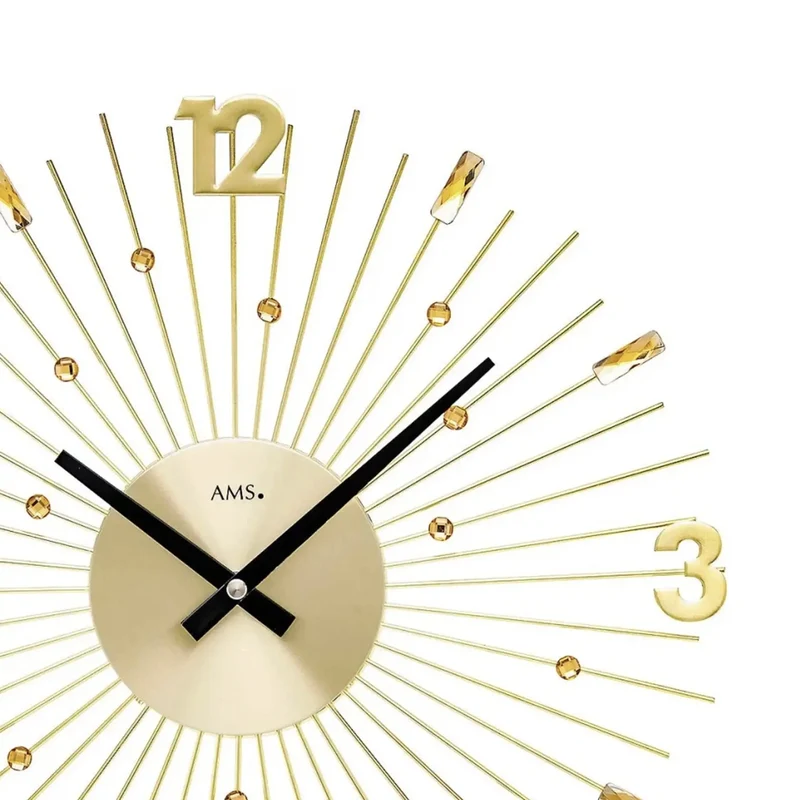 AMS W9653 Wanduhr Gold • Quarzwerk • Metallstäbe