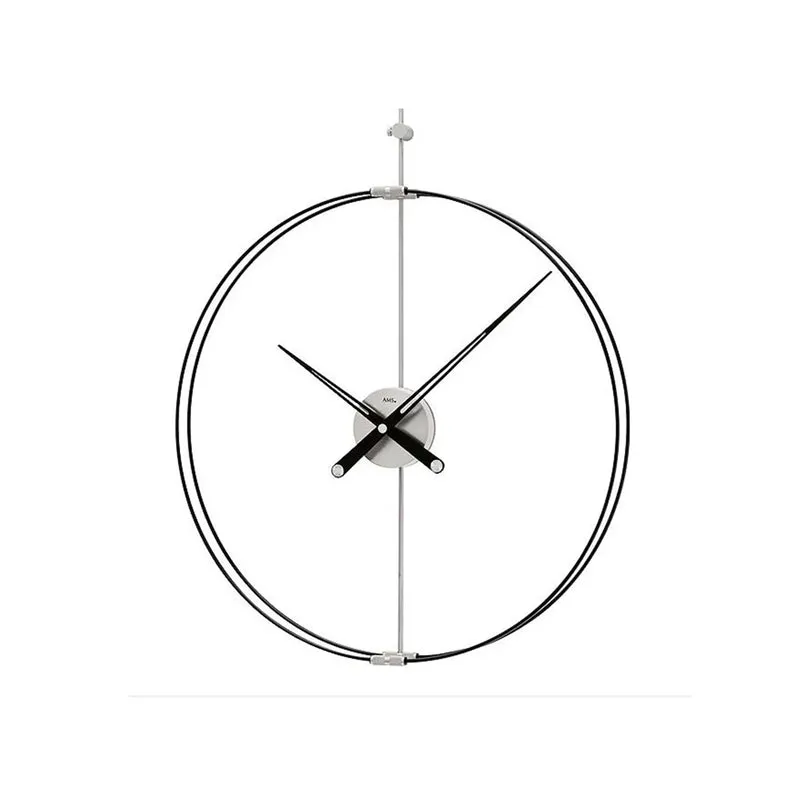 AMS Design W9656 Wanduhr Silber • Modernes Purismus-Design • Metall & Carbon