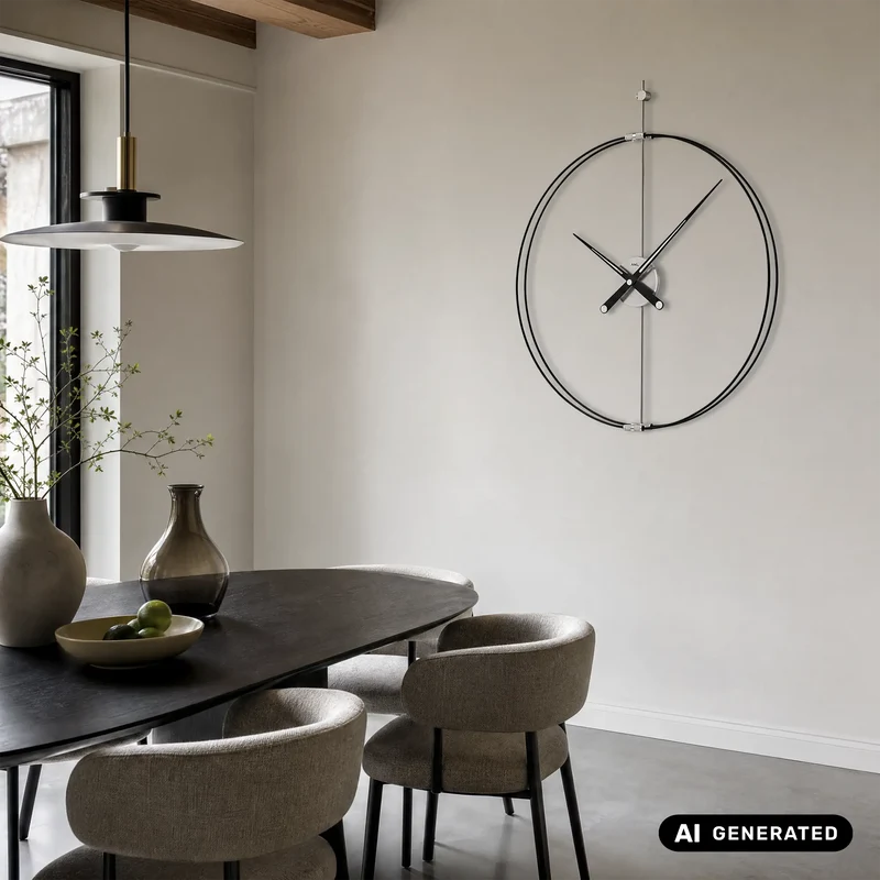 AMS Design W9656 Wanduhr Silber • Modernes Purismus-Design • Metall & Carbon