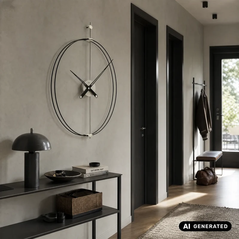 AMS Design W9656 Wanduhr Silber • Modernes Purismus-Design • Metall & Carbon