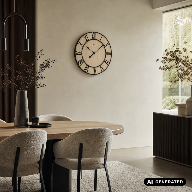 AMS W9649 Wanduhr Sonoma • Quarzwerk • Metall-Zifferblatt
