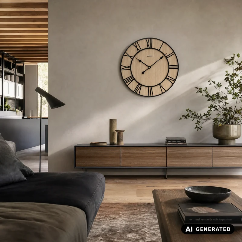 AMS W9649 Wanduhr Sonoma • Quarzwerk • Metall-Zifferblatt
