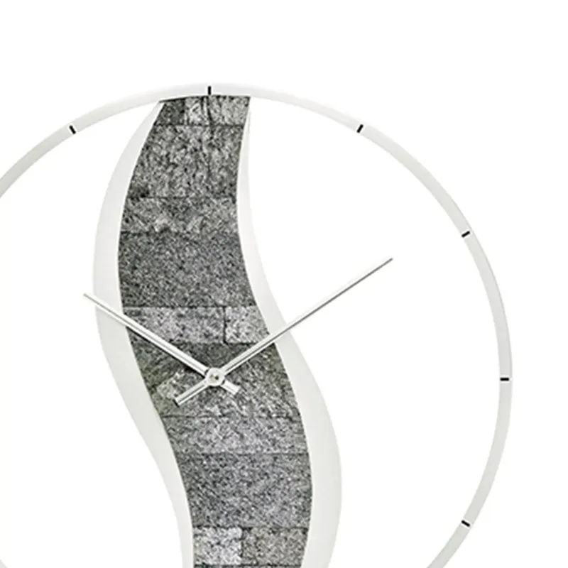 AMS W9646 Wanduhr Silber • Quarzwerk • Holz mit Steinauflage
