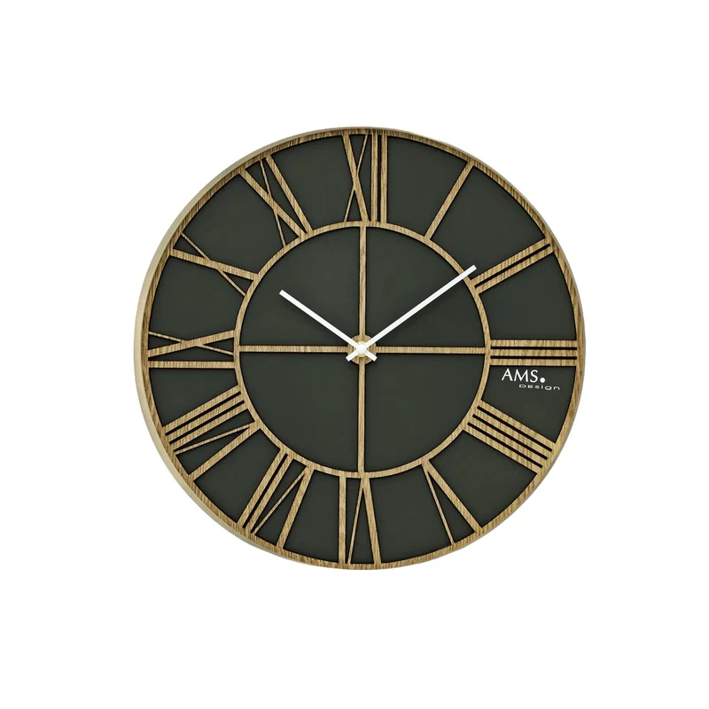 AMS W9641 Wanduhr Sonoma-Eiche • Lasergeschnittenes Design • Quarzwerk