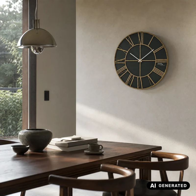 AMS W9641 Wanduhr Sonoma-Eiche • Lasergeschnittenes Design • Quarzwerk